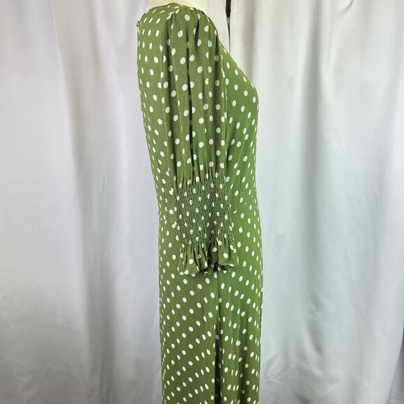 Reformation Edamame Green Carolena Polka Dot Midi Dress size 12 women - Picture 15 of 16